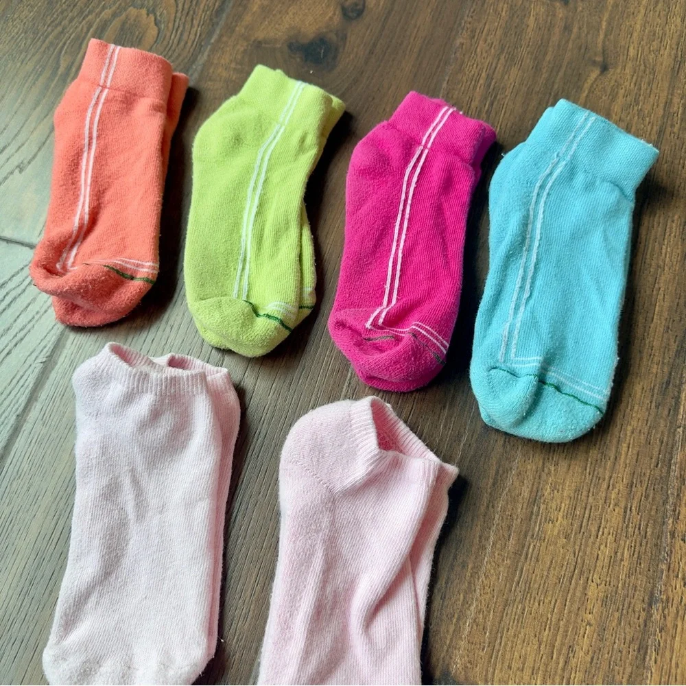 6 Pairs Ultra Plush Neon Ankle Low Cut Sock Set in Pink, Blue, Orange and Lime